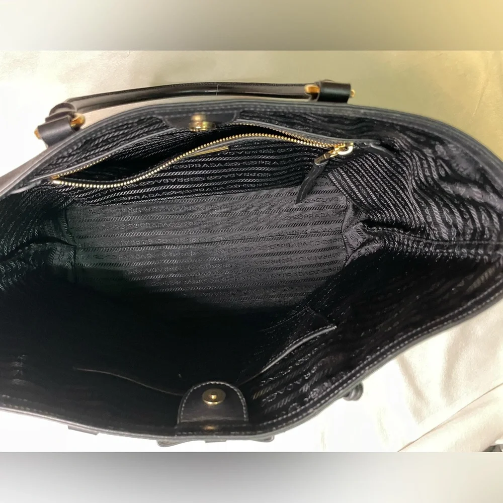 Prada Black Logo Jacquard Canvas Tote Bag 🖤 - Picture 4 of 13